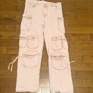 VIP Pastel Pink Cargo Straight-Leg Jeans